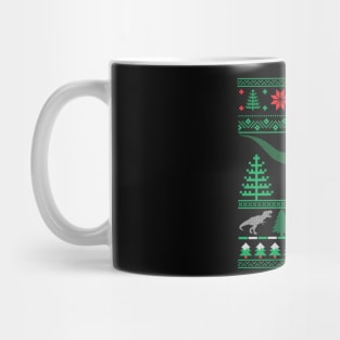 Funny Dinosaur T-Rex Eating Reindeer Tree Rex Ugly Christmas Sweater Mug